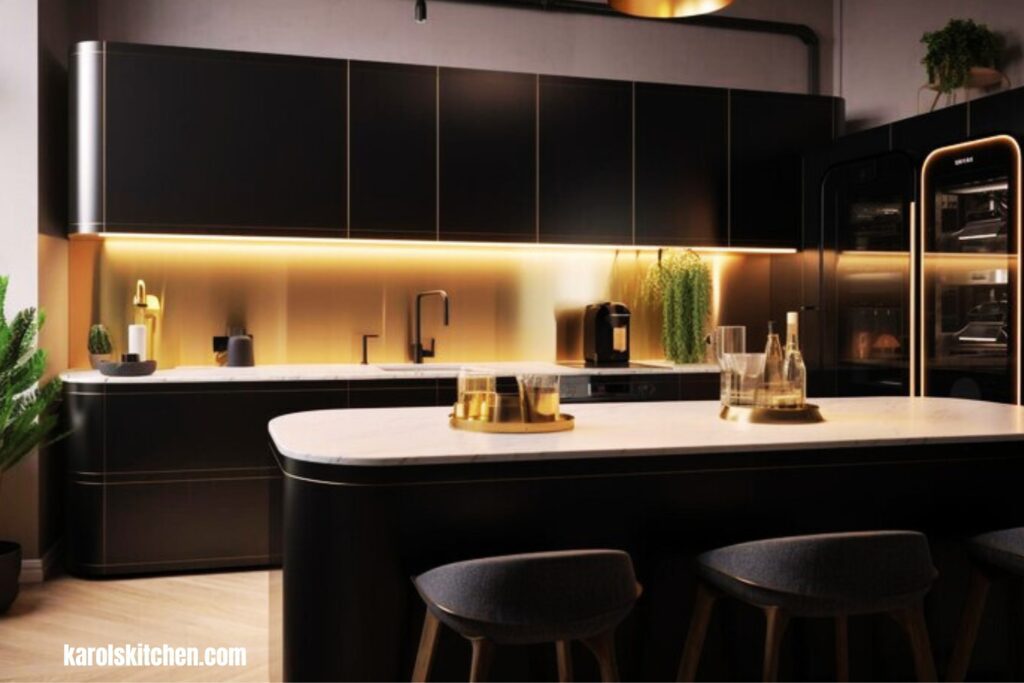 Gold And Stainless Steel Kitchen